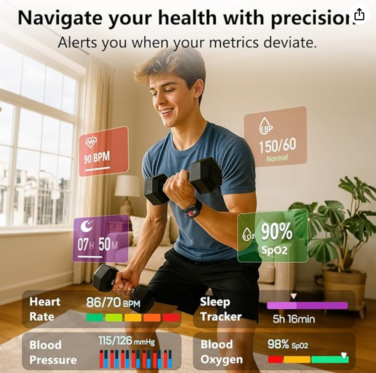 Fitness Tracker(Answer/Make Call), 1.83” Health Fitness Watch with Heart Rate,
