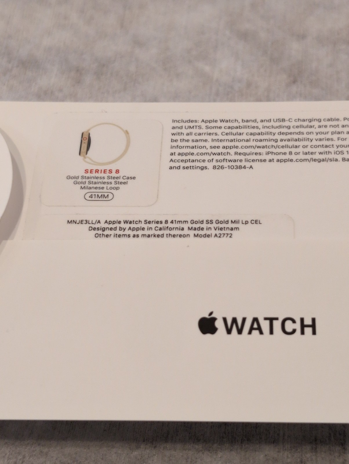 Apple Watch Series 8 (GPS+LTE) 41mm Stainless Steel Case w/Milanese Loop – Gold