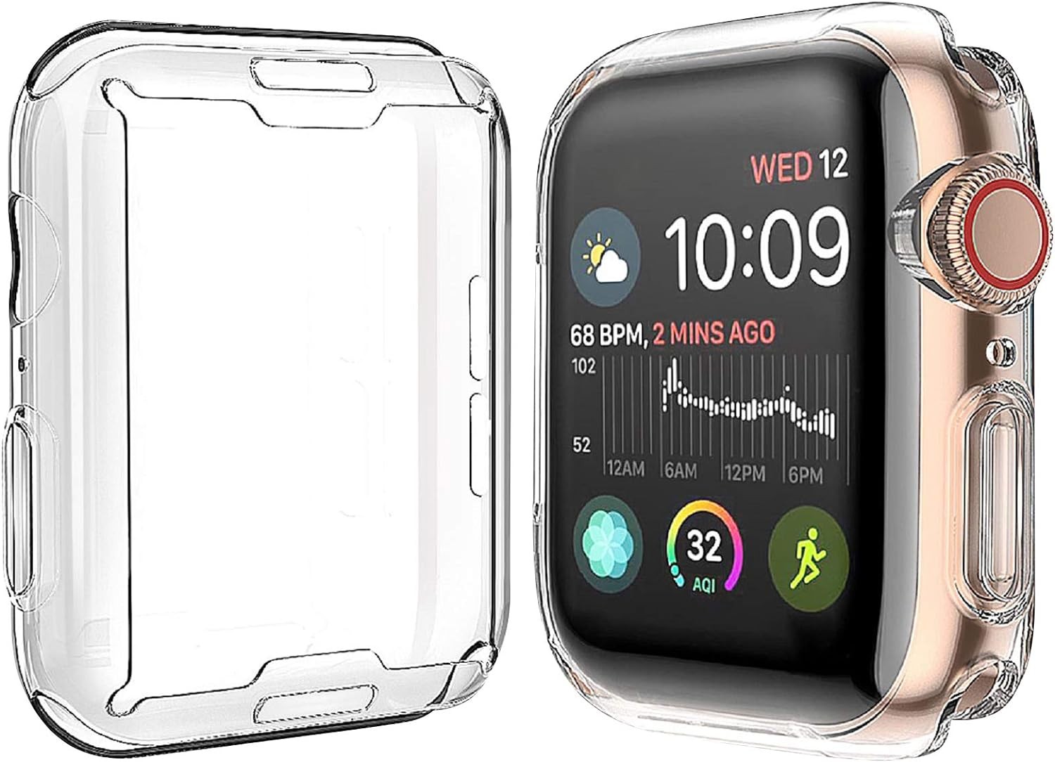 Transparent 2-Pack 44mm Case for Apple Watch SE 3 (2025) / Series 6 / 5 Protecto